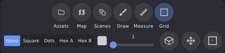 Grid tab with style, color, line size, isometric, handles, and snap controls