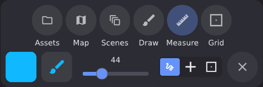 Measure tab pen bar with close control instead of clear drawings